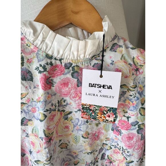 NWT Batsheva X Laura Ashley Spring Prairie Blouse Floral Print Ruffle Cropped Si - Picture 3 of 10